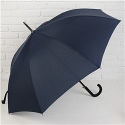 Зонт - трость полуавтоматический «Однотонный», 8 спиц, R = 56 см, цвет тёмно-синий, 1931